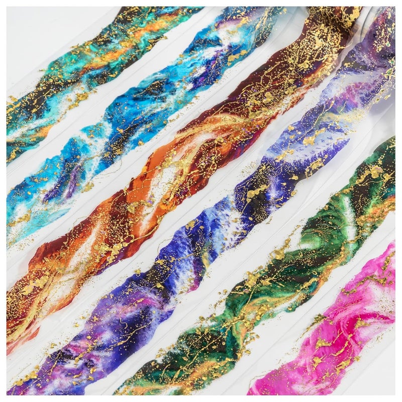 Frekyar PET Tape Stickers for Journaling Supplies,6 Rolls Watercolor Holographic Journal Stickers for Scrapbooking,Junk Journal Supplies,Planner,DIY Crafts (Future) - Image 1
